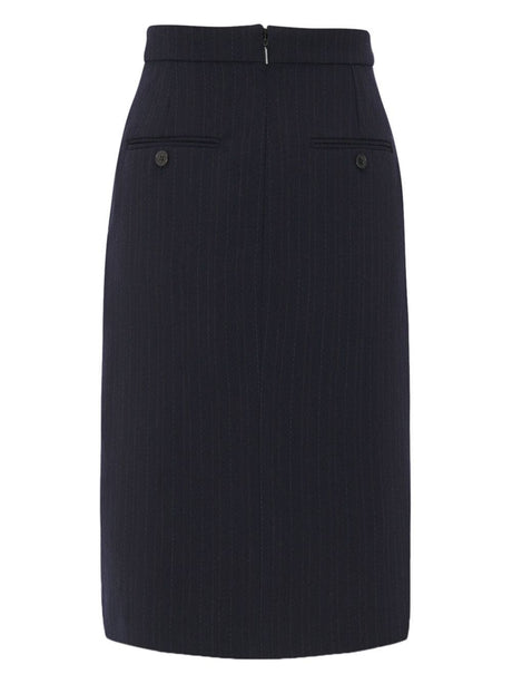 SAINT LAURENT Striped Wool Pencil Skirt for Women in Blue for FW23