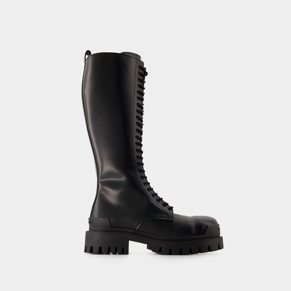 BALENCIAGA Women's Black Strike L20 Boots for Fall/Winter 2024
