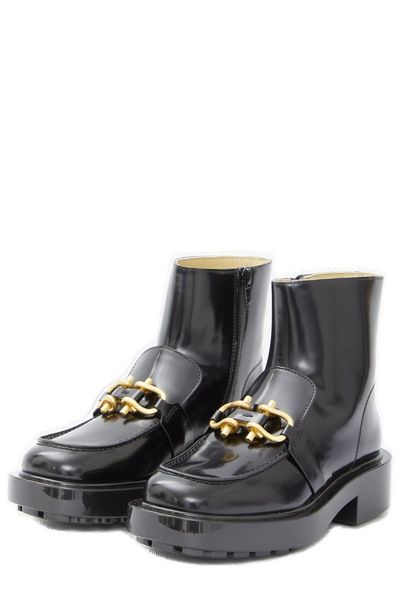 BOTTEGA VENETA Sleek Black Leather Ankle Boots for Women