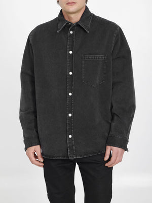 Reversible Shirt in Black Denim and Dark Grey Flannel