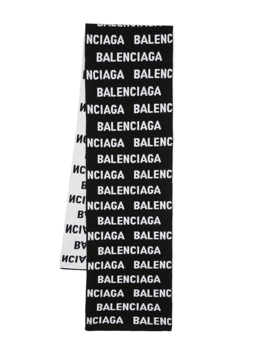 BALENCIAGA Black Intarsia-Knit Wool Scarf for Women - Sustainable & Stylish for the SS24 Season