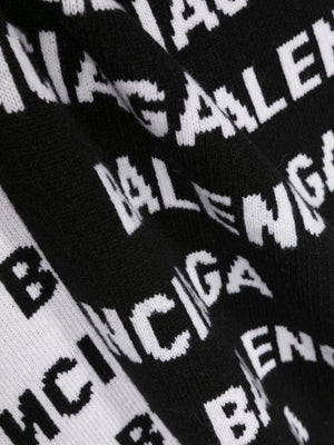 BALENCIAGA Black Intarsia-Knit Wool Scarf for Women - Sustainable & Stylish for the SS24 Season