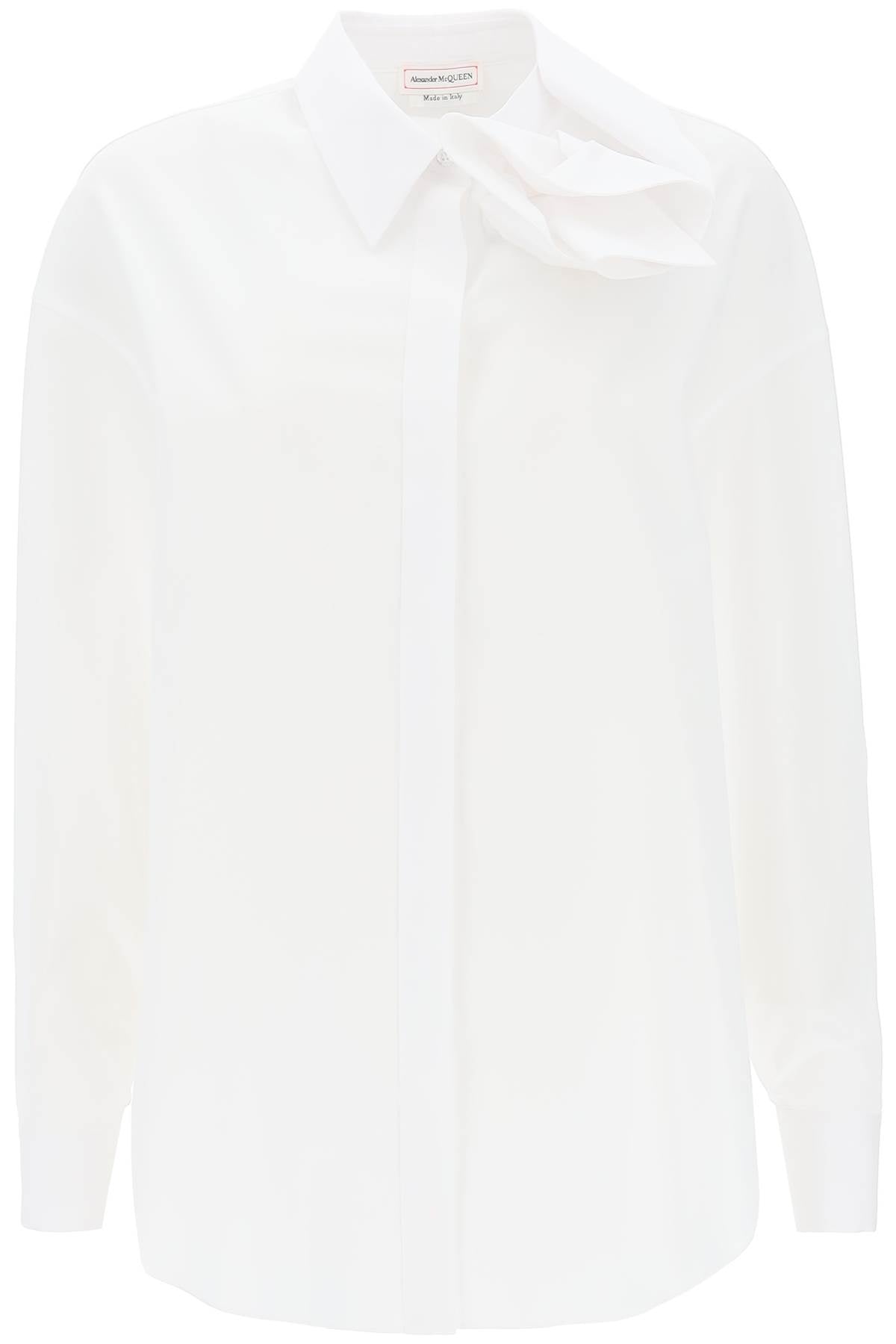 白色蝴蝶蘭細節棉質女式襯衫 - FW23系列
