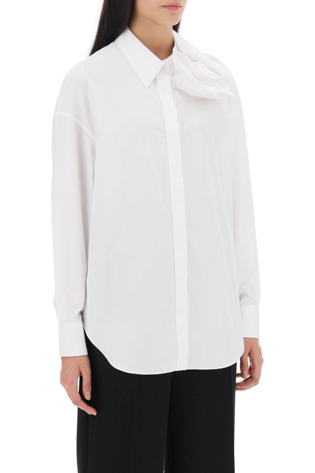 白色蝴蝶蘭細節棉質女式襯衫 - FW23系列