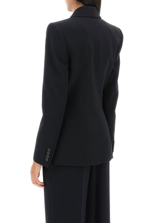 Áo khoác dài nữ hai dây màu đen với cổ lọ ngược