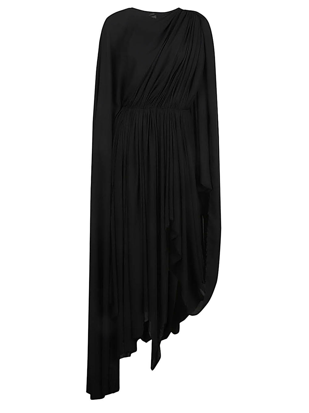 Đầm Cổ V đen với tay dài Asymmetrical cho phụ nữ