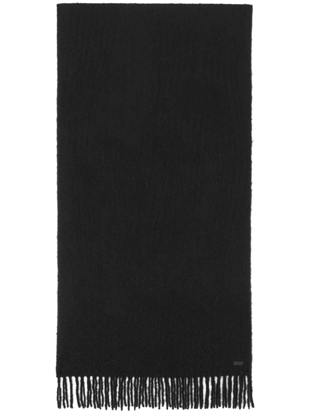 Khăn quàng ngực dệt màu đen với phụ kiện mạ và thiết kế quấn ring