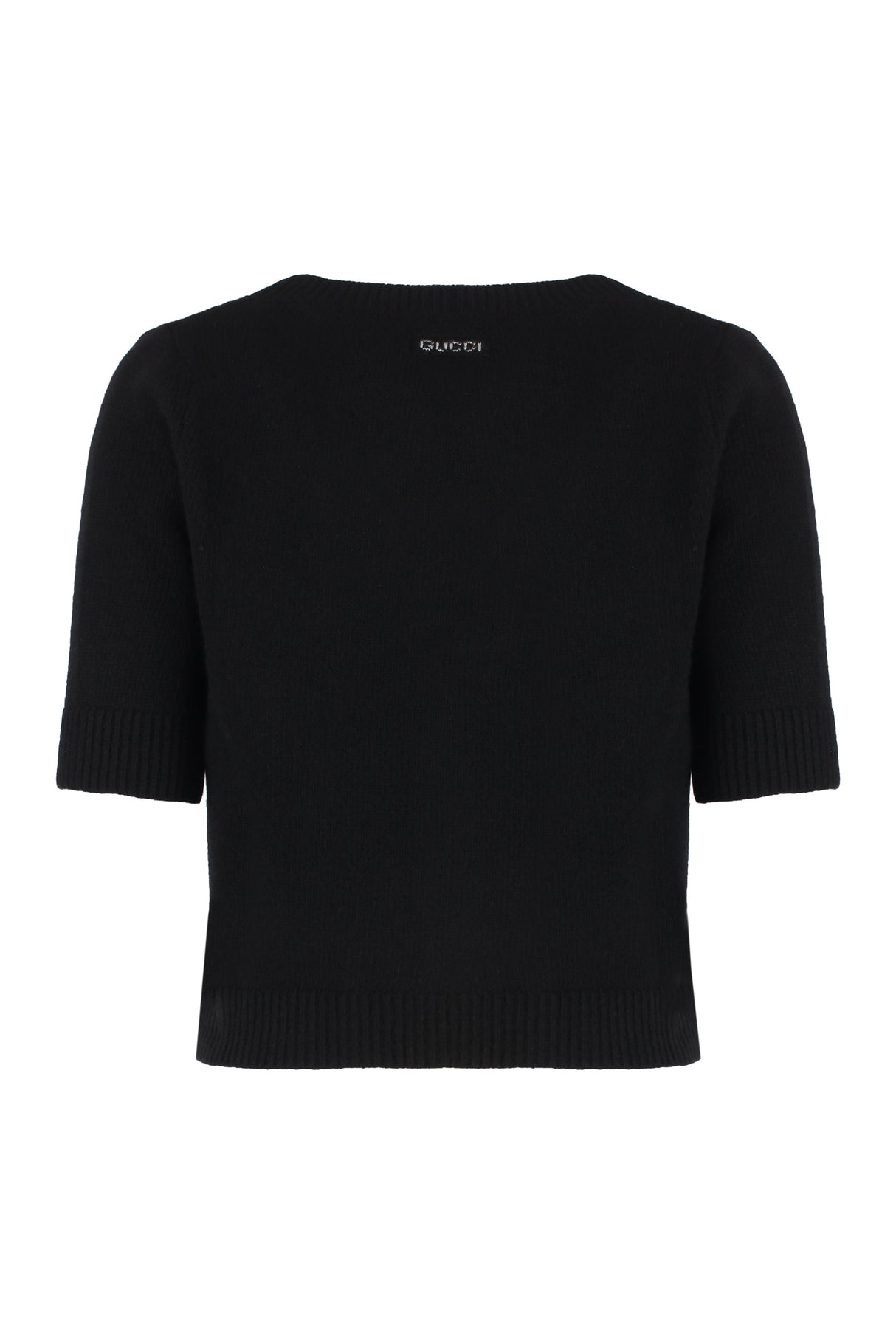 GUCCI Black Wool and Cashmere Cropped Cardigan
