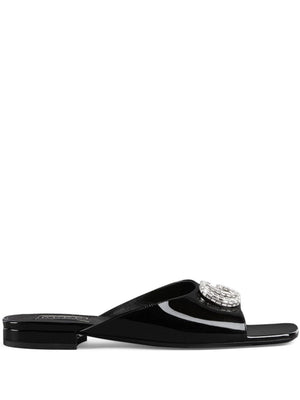 GUCCI Black Leather Slide Sandals for Women - SS24 Collection