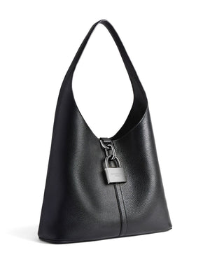 グレイン レザー ロッカー トート ハンドバッグ - 女性用 ブラック ショッピング バッグ