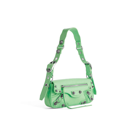 Mint Green Leather Shoulder Handbag