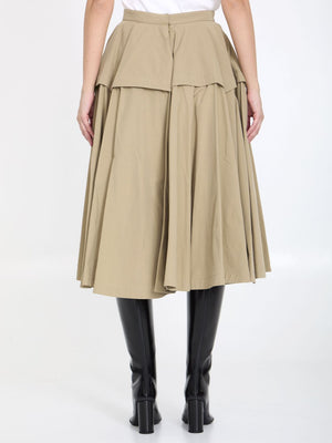 サンドカラーのテクニカルコンパクトコットン製Aラインスカート（女性用）