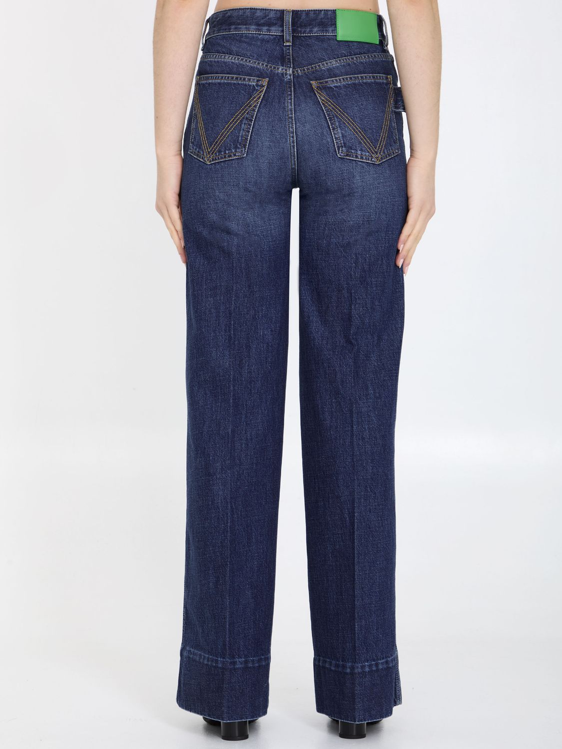 Quần Jeans Denim rộng cạp xanh nhạt cho nữ cho mùa xuân và mùa hè 2021