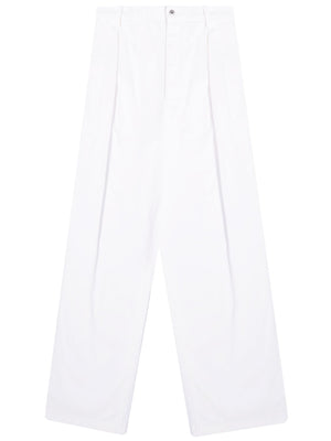 白色氣球牛仔褲 - 寬鬆版型，100%棉質