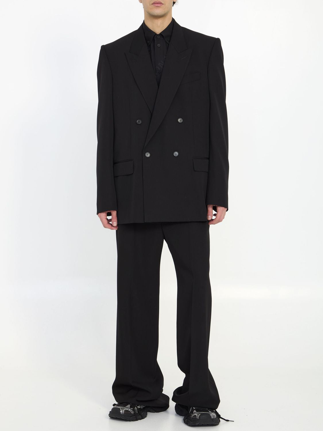 BALENCIAGA Black Wool Oversized Blazer for Men - SS24