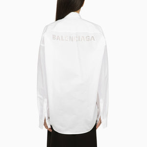 女性用ホワイトコットンロゴシャツ - SS24コレクション
