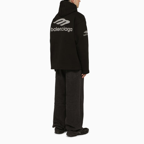 BALENCIAGA Oversized Men's Hoodie in Black with Reflective Sports Print