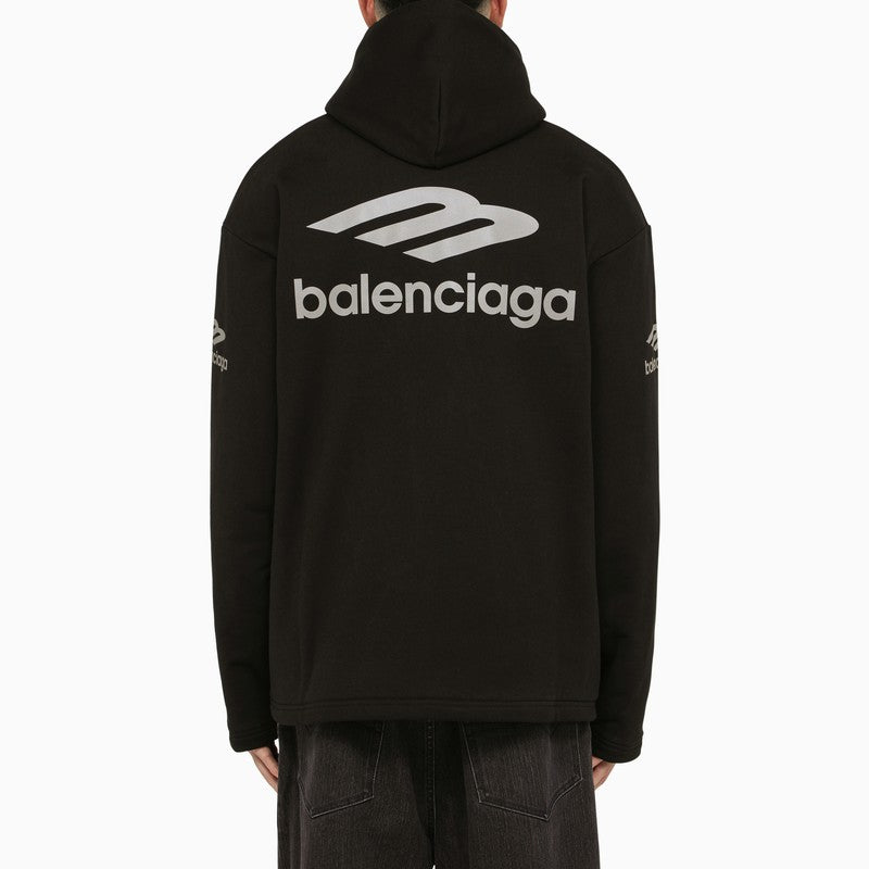 BALENCIAGA Oversized Men's Hoodie in Black with Reflective Sports Print
