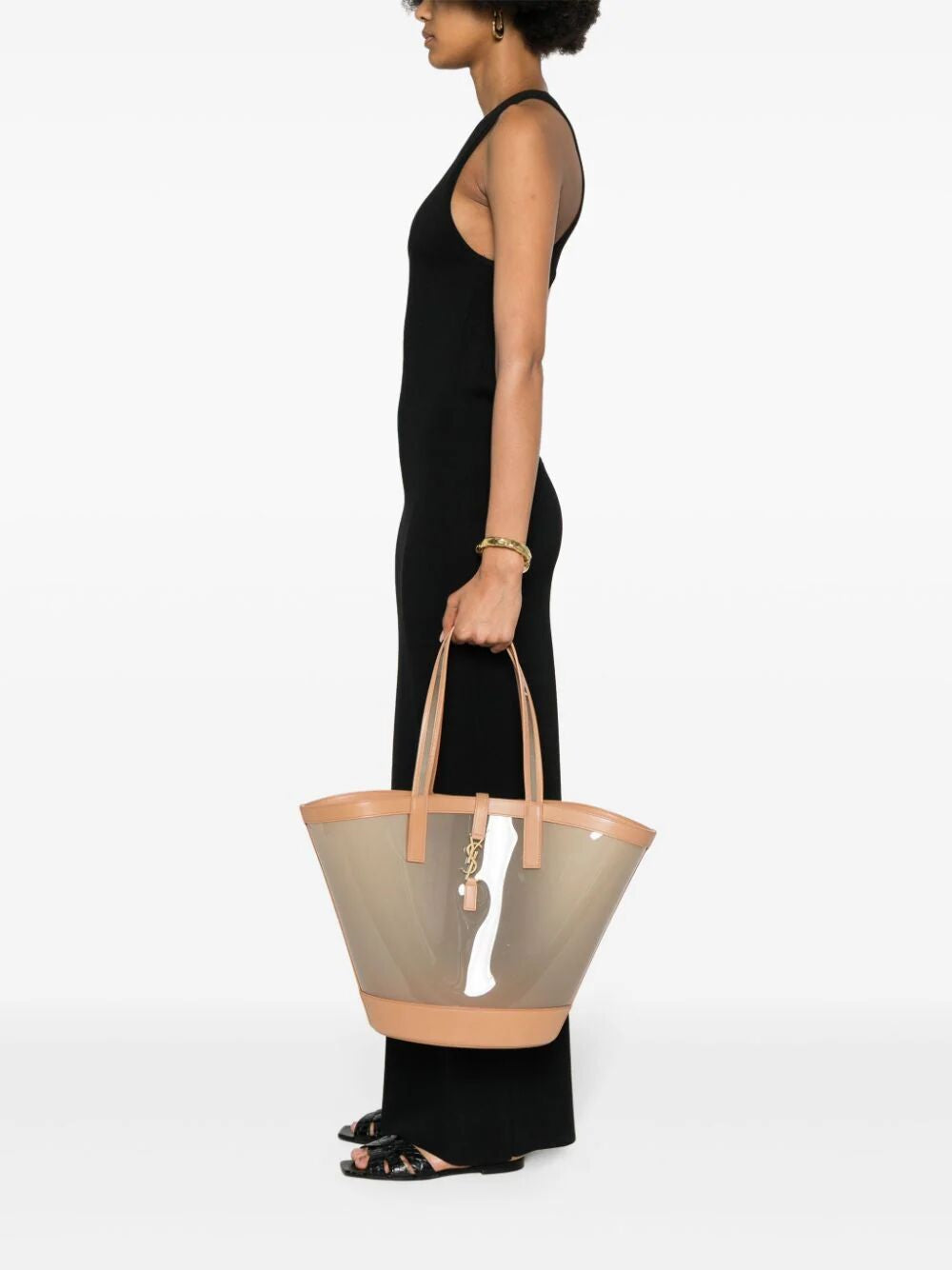 SAINT LAURENT Nude Beige Leather Basket Handbag for Women