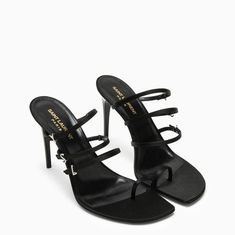 SAINT LAURENT Black Leather Sandals for Women with 9.5cm High Heel - SS24 Collection