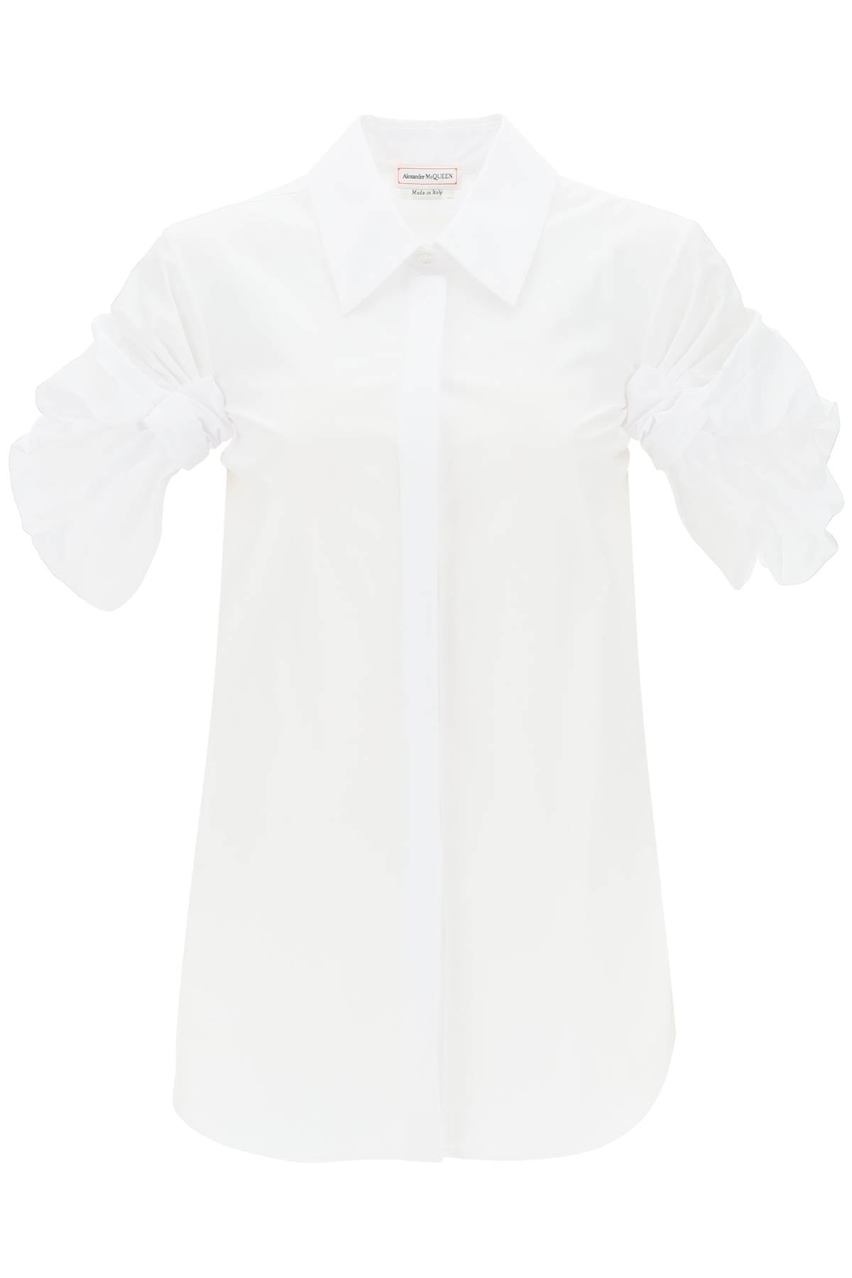 ALEXANDER MCQUEEN Flared Cotton Poplin Shirt with Short Knotted Sleeves for Women