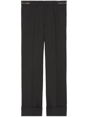 GUCCI Black Cotton and Wool Trousers for Women - SS24 Collection