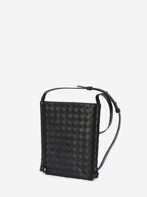 BOTTEGA VENETA Stylish Flat Loop Handbag for Men in Soft Black Calfskin