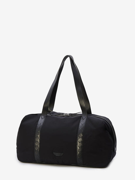 BOTTEGA VENETA Black Leather Trim Duffle Handbag for Men - SS24 Collection