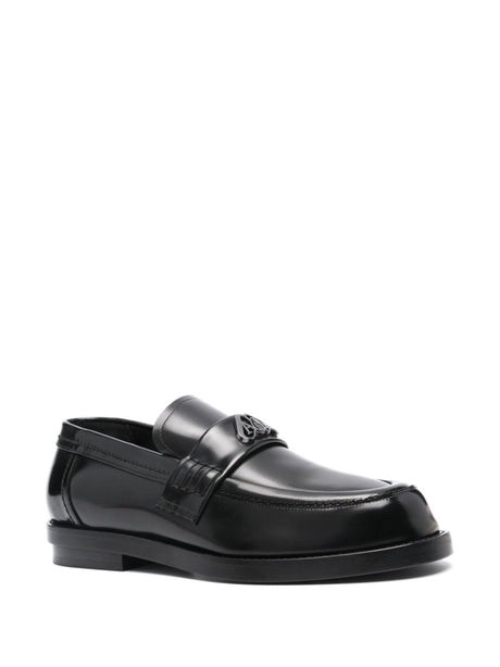 Black Logo Plaque Leather Loafers for Men - SS24 Collection