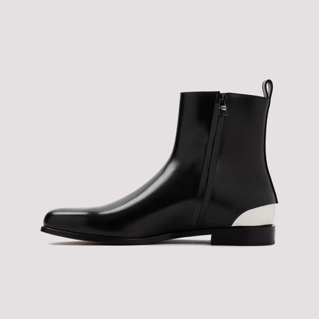 ALEXANDER MCQUEEN Stylish 24SS Men's Black Boots for the Modern Gentleman