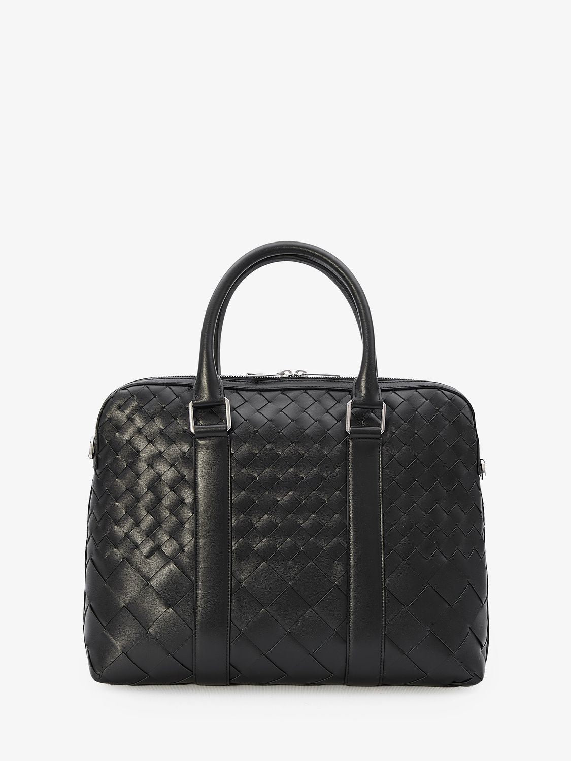 BOTTEGA VENETA Black Intrecciato Leather Slim Briefcase for Men
