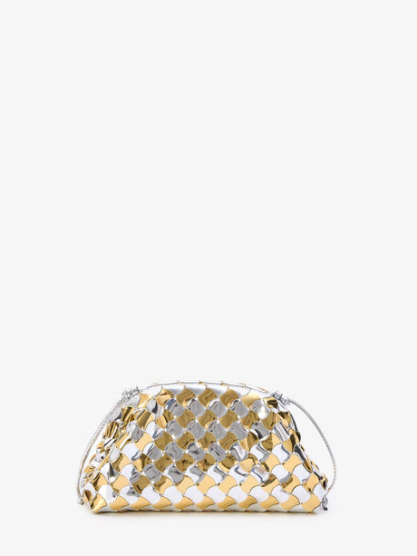 迷人的金色迷你手拿包，波浪織紋造型