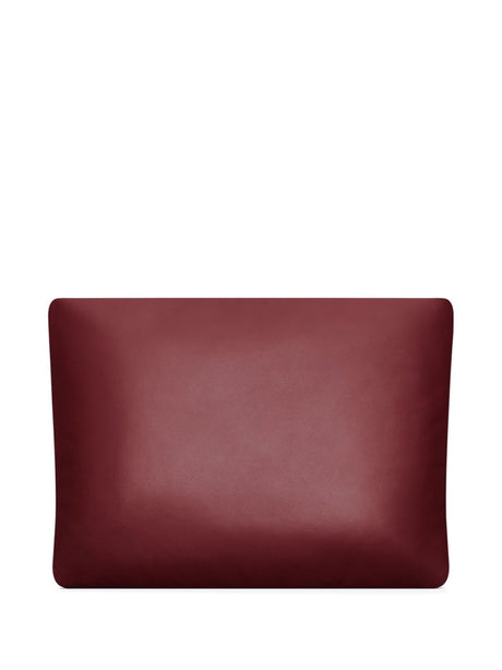 SAINT LAURENT Maroon Lambskin Large Clutch Pouch Handbag for Women, SS24