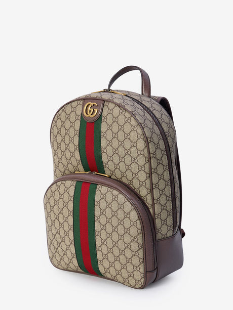 GUCCI Elegant Canvas Backpack with Iconic Striped Web - 28x40x15 cm