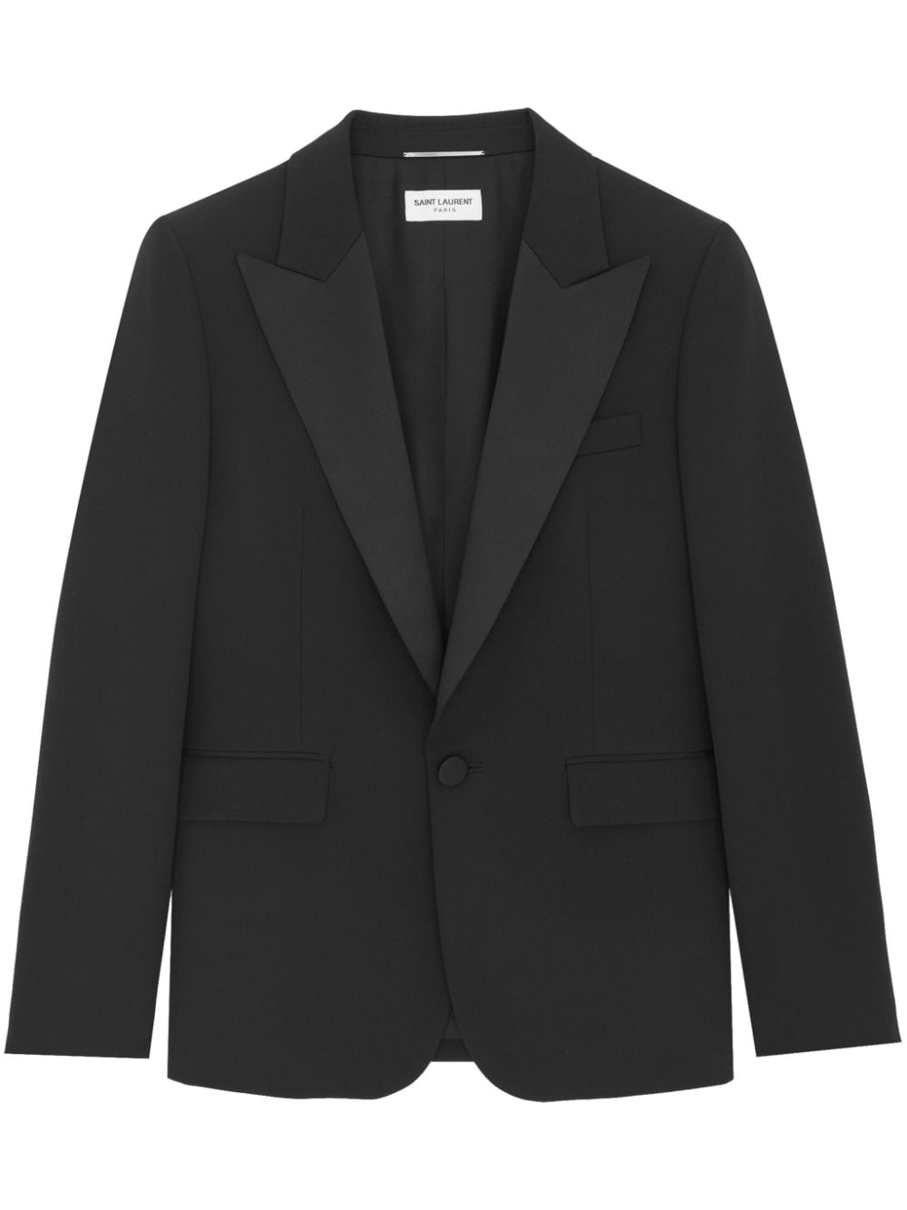 Mens Black Virgin Wool Tuxedo Jacket for SS24