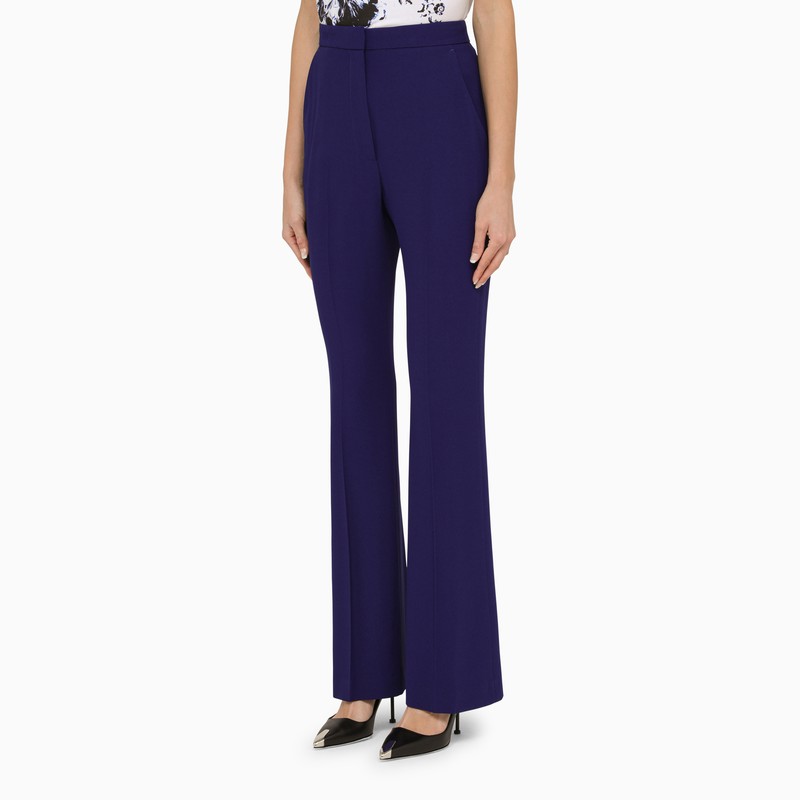 ALEXANDER MCQUEEN Electric Blue Regular Pleated Trousers for Women in SS24