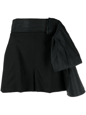 黑色女士大型蝴蝶结修身短裤
