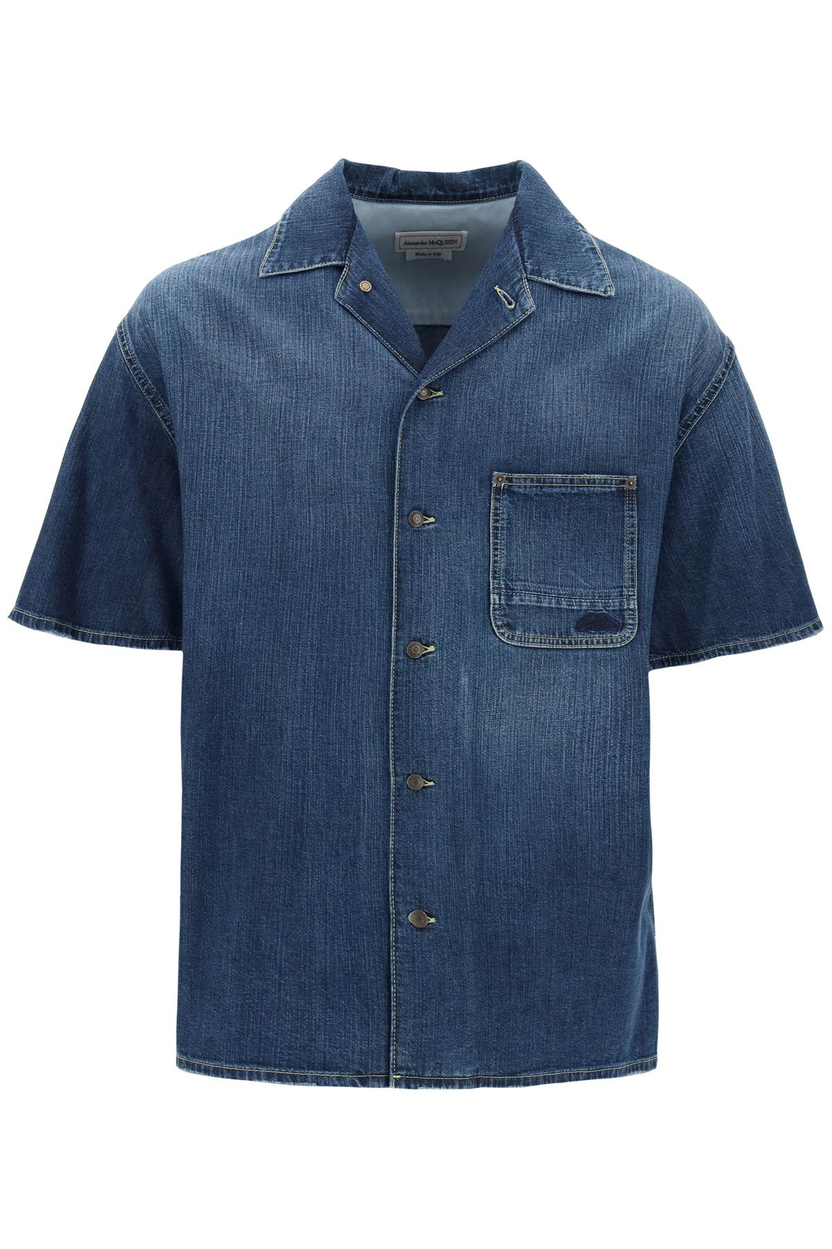 オーガニックデニムショートスリーブシャツ ブルー - SS24コレクション