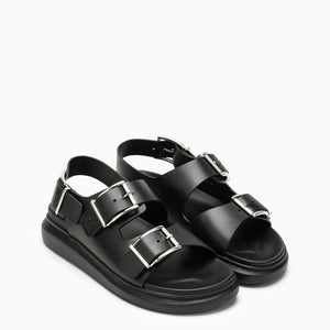 Men's Black Leather Slide Sandals for SS24 Season