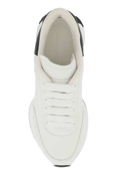 ALEXANDER MCQUEEN Luxurious Women's Leather Sneakers with Embossed Monogram and Oversized Rubber Sole