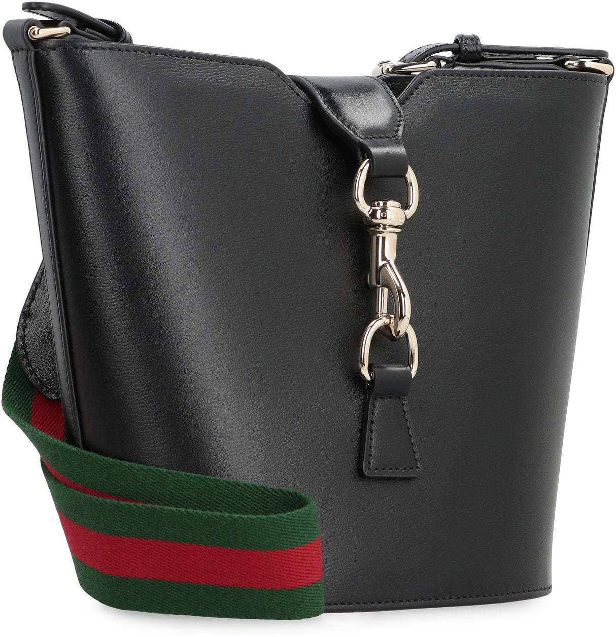 GUCCI Chic Mini Bucket Handbag in Black Leather with Silver-Tone Hardware