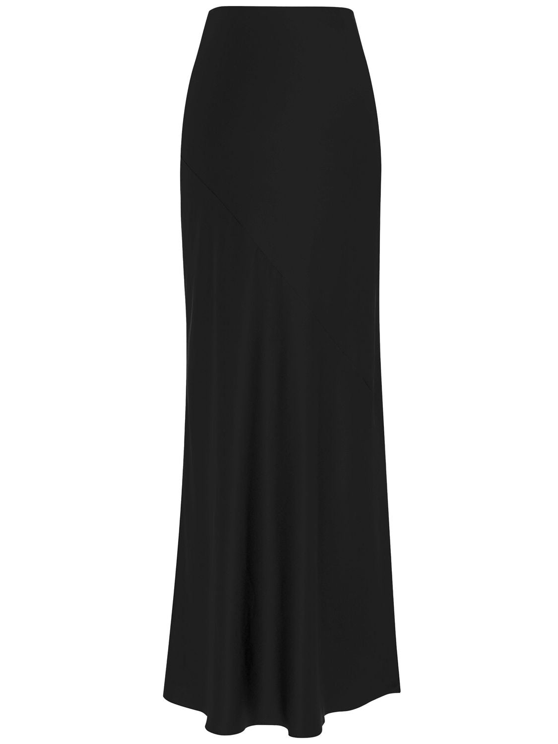 Váy maxi cắt nghiêng từ lụa đen cho phụ nữ
