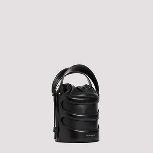 女性用魅力的な黒いレザーハンドバッグ - SS24