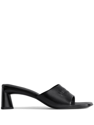 BALENCIAGA Women's Black Sheepskin High Heel Sandals for SS24