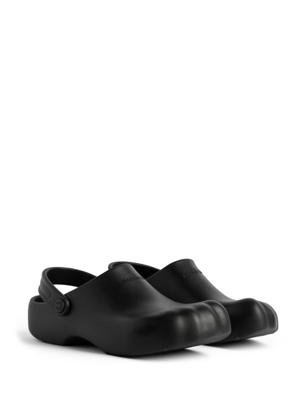 BALENCIAGA Men's Black Square Toe Molded Footbed Sandals