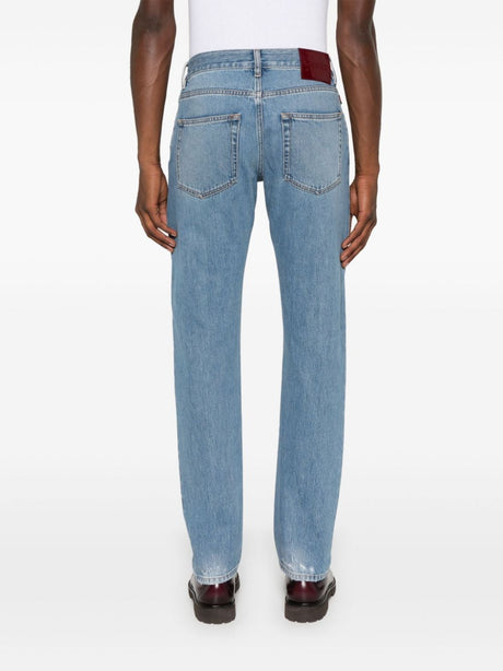 GUCCI Clear Blue Cotton Denim Jeans with Iconic Web Detail