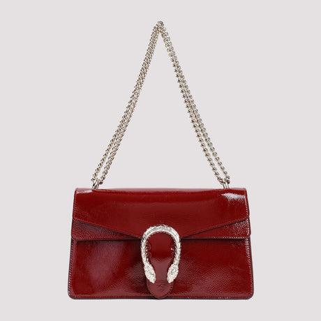 GUCCI Dionysus Mini Chain Shoulder Bag in Bordeaux Patent Leather 27.5x16x7 cm