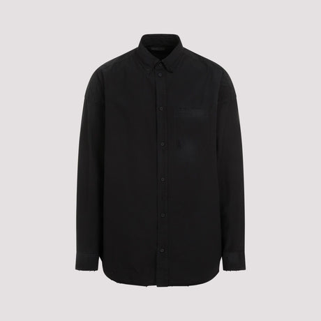 BALENCIAGA Men's Long Sleeve Cocoon Shirt in Black
