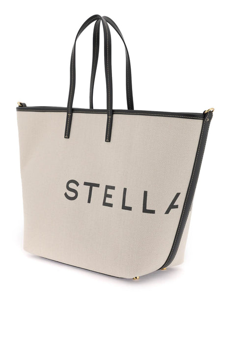 STELLA MCCARTNEY Organic Cotton-Blend Canvas Tote Handbag with Contrasting Logo
