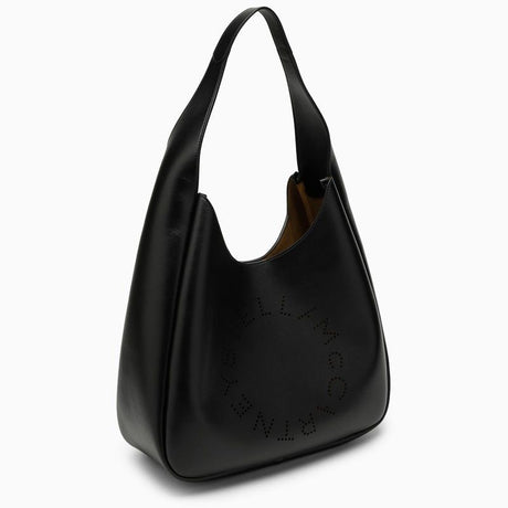 四方形Stella标志托特包 - 环保皮革，黑色，FW24